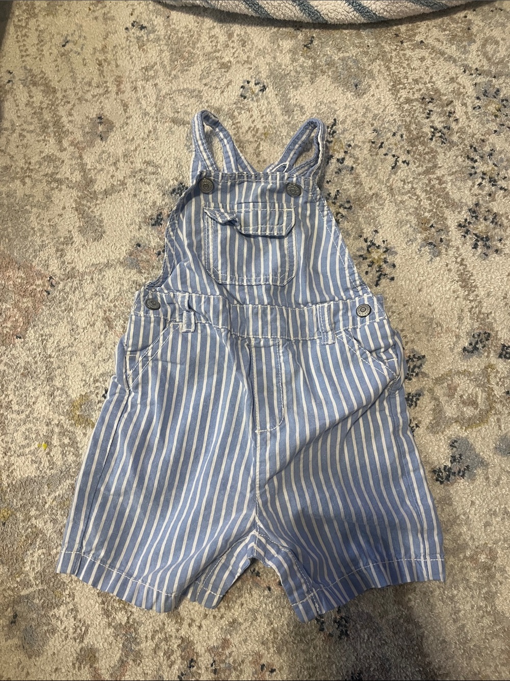 Gymboree Blue and White Striped Short Overalls